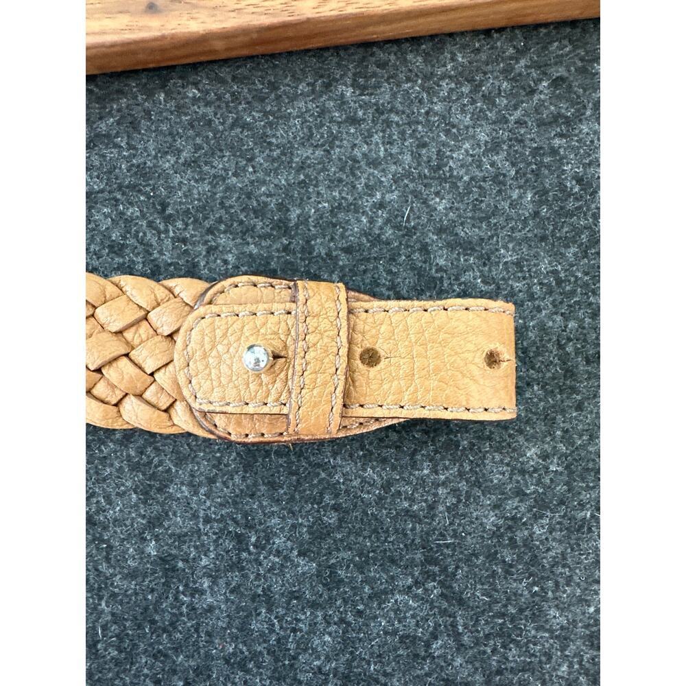 Brighton Women's Woven Leather Floral and Metal Ring Belt, Size 38/L - Picture 8 of 10